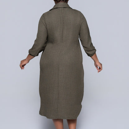 Plus Size Plain Olive Twill Tunic