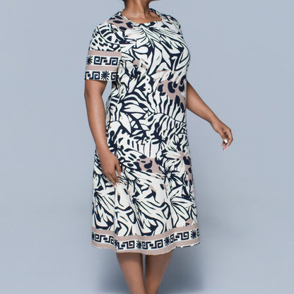 Plus Size Border Print Tunic