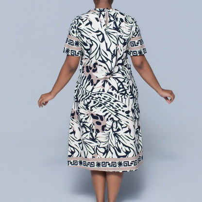 Plus Size Border Print Tunic