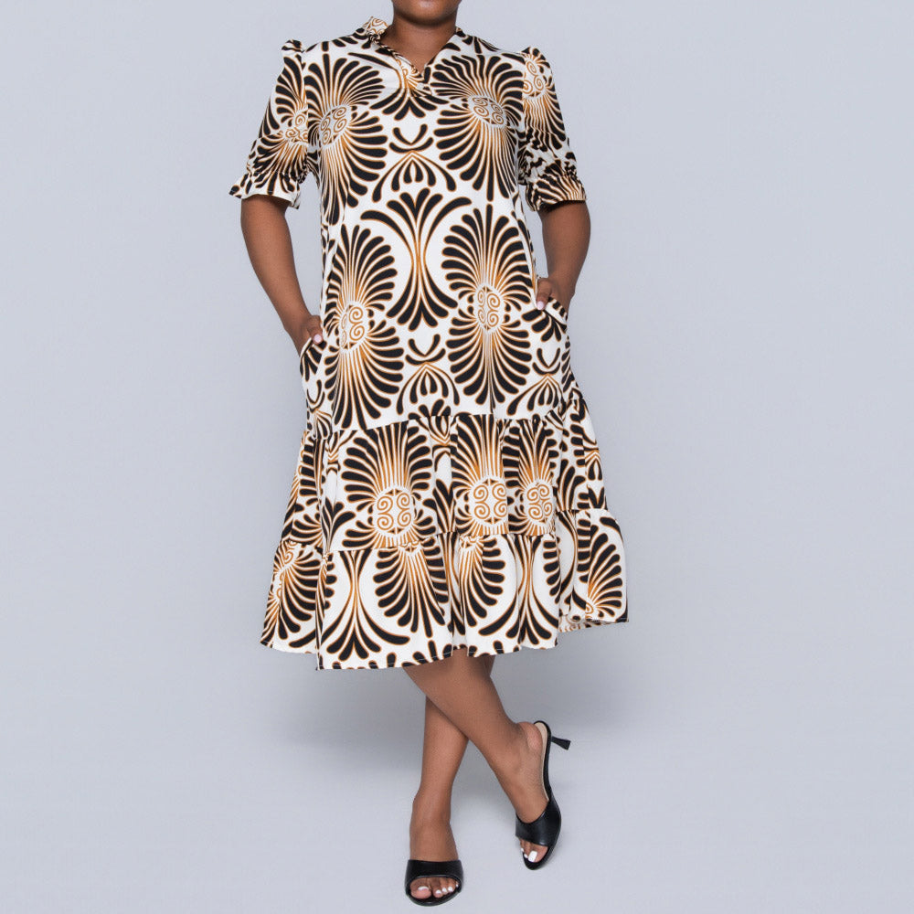 Plus Size Short Sleeve Printed Tunic