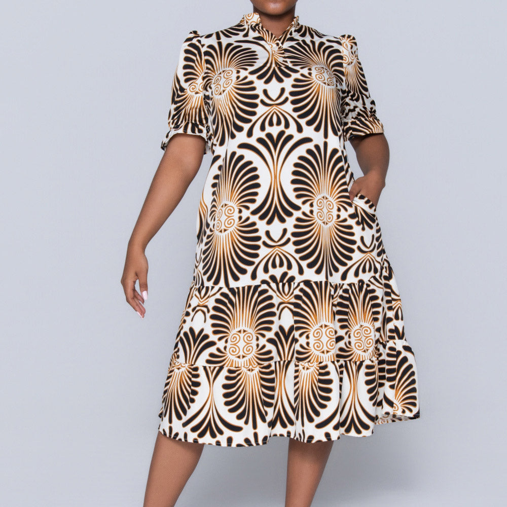 Plus Size Short Sleeve Printed Tunic