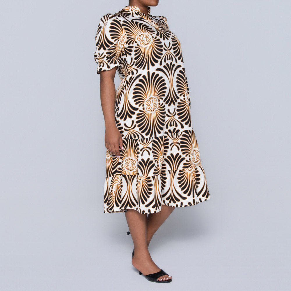 Plus Size Short Sleeve Printed Tunic