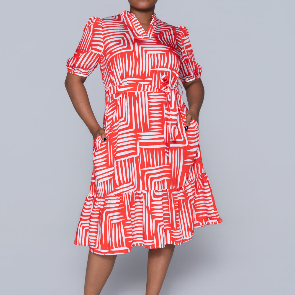 Plus Size Printed Terracotta Tunic
