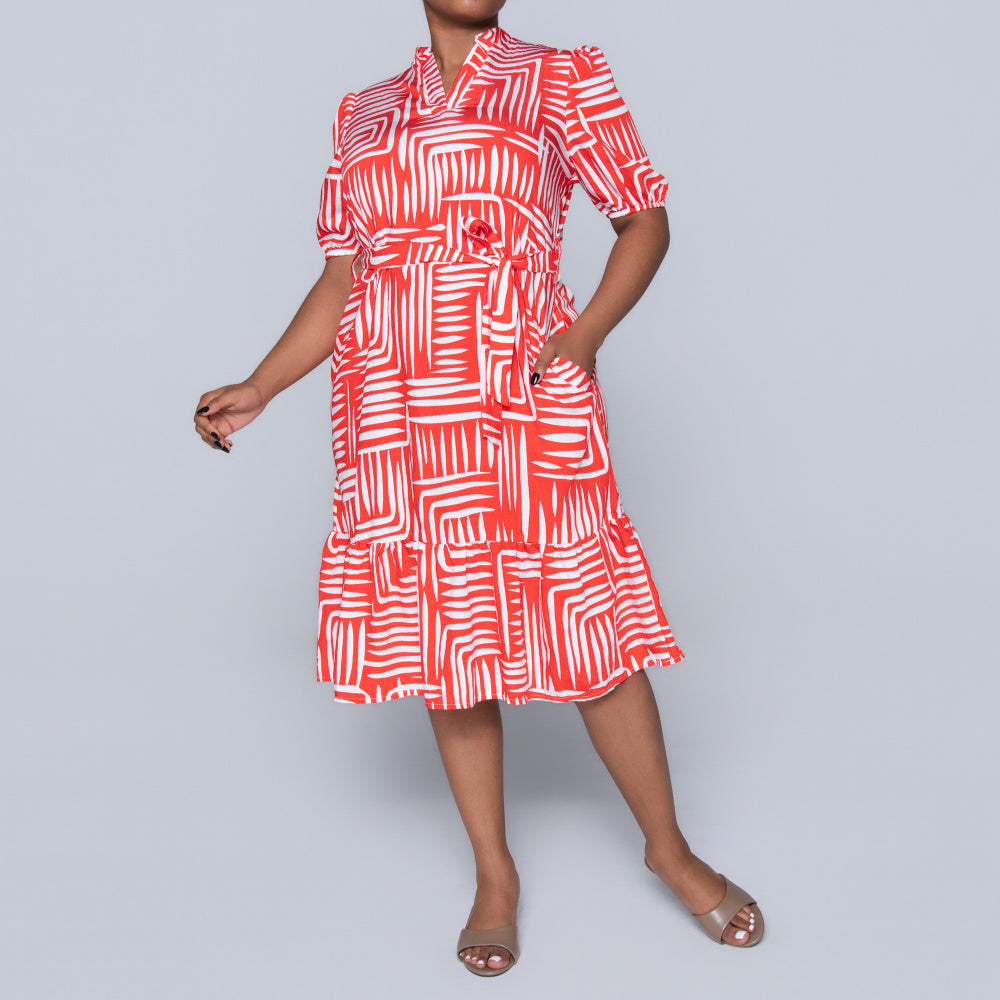 Plus Size Printed Terracotta Tunic