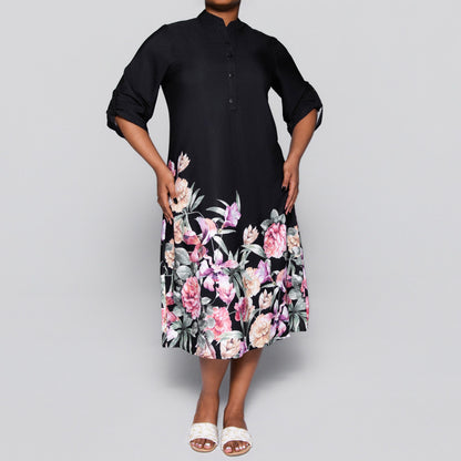 Black Plus Size Floral Print Summer Tunic