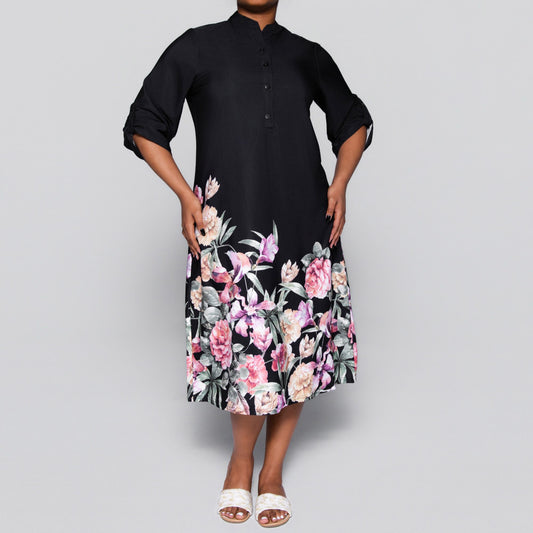 Black Plus Size Floral Print Summer Tunic