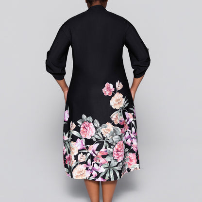 Black Plus Size Floral Print Summer Tunic