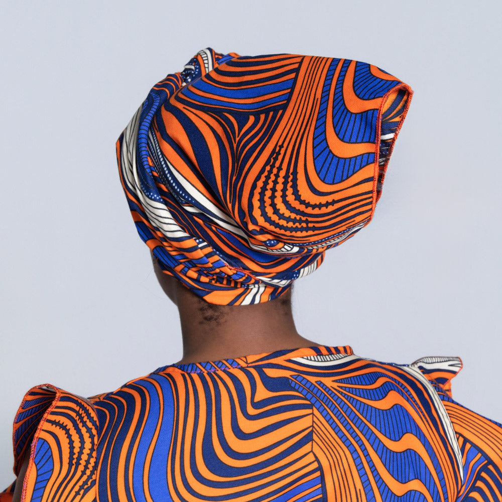 Plus Size Orange Ethnic Print Dress