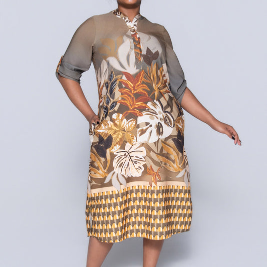 Plus Size Olive Printed Tunic
