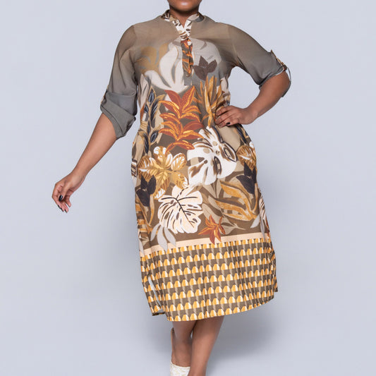 Plus Size Olive Printed Tunic