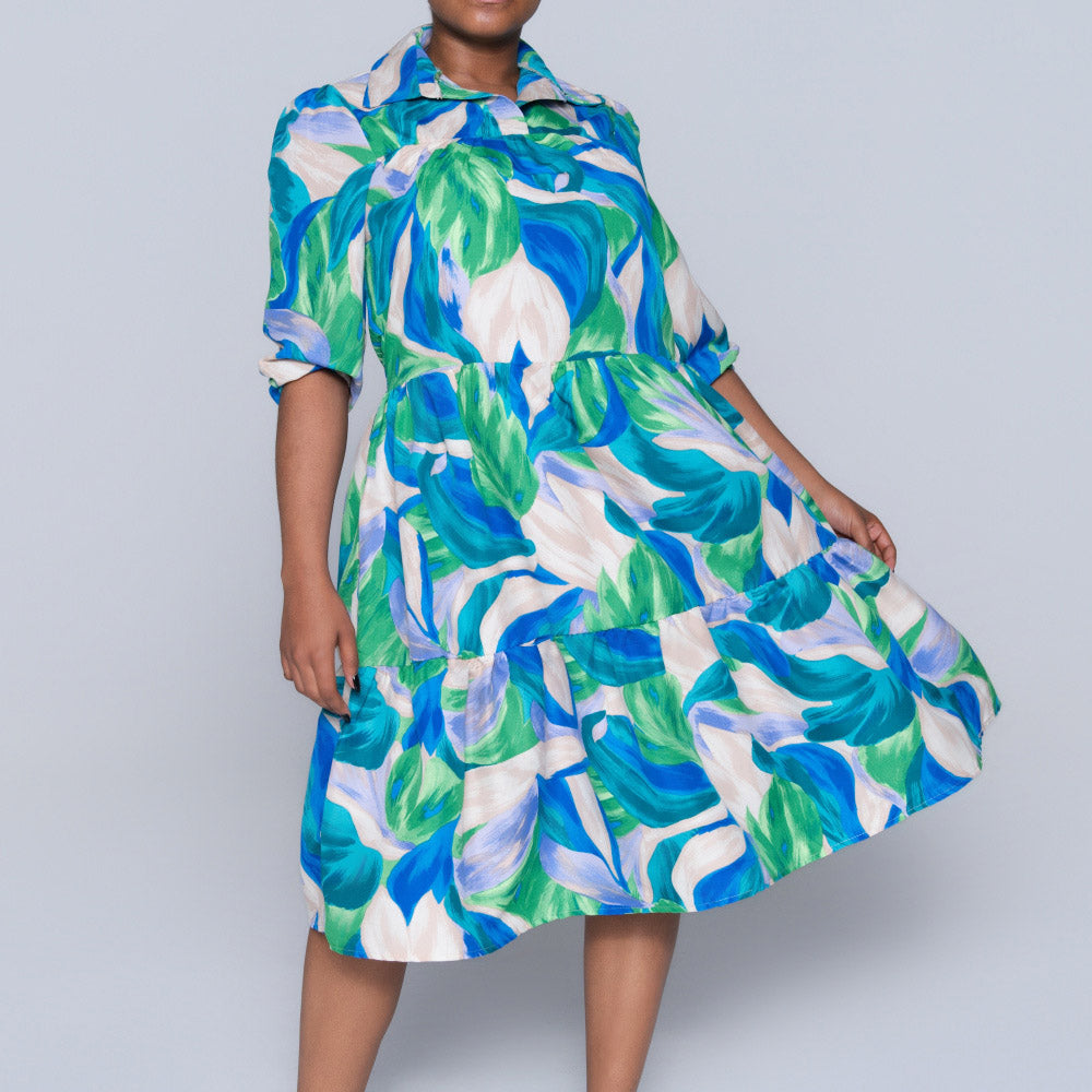 Plus Size Printed Tiered Tunic