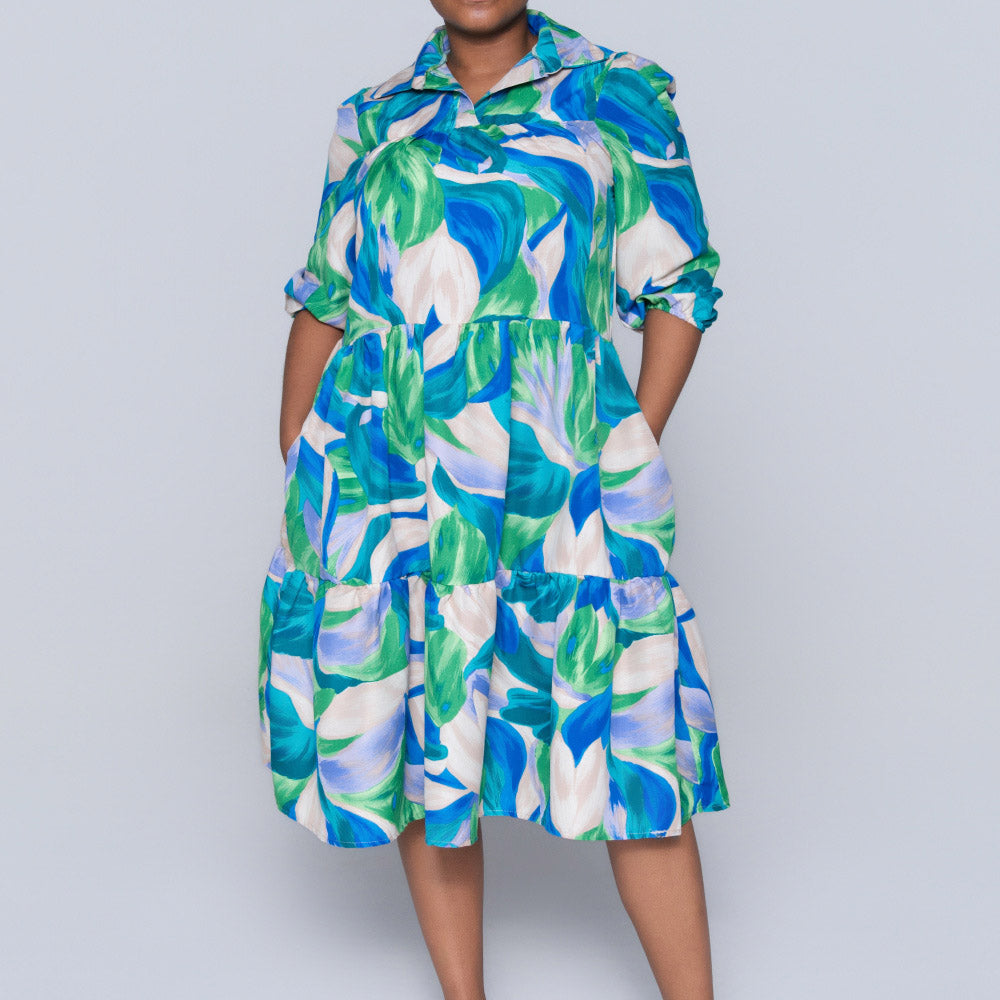 Plus Size Printed Tiered Tunic