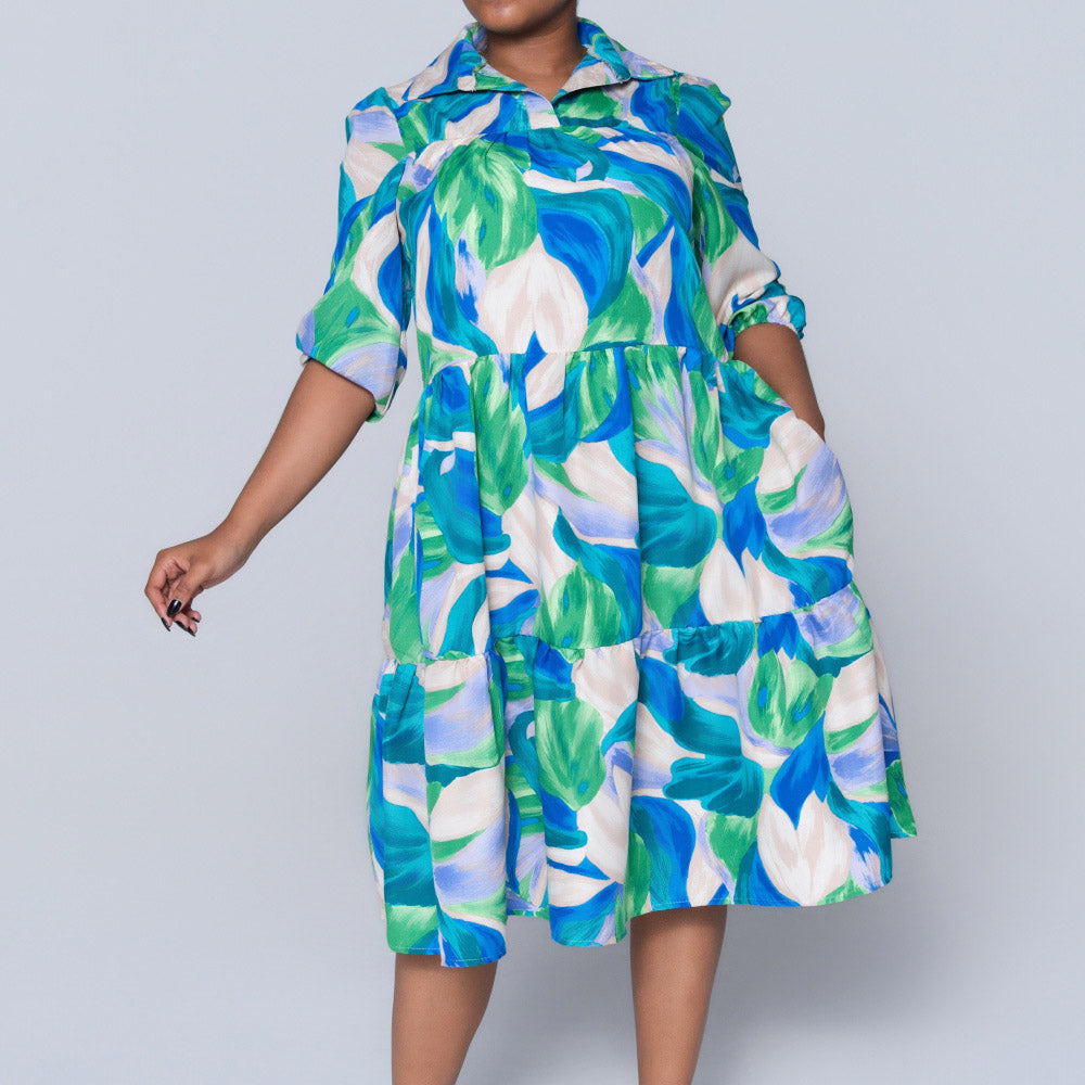 Plus Size Printed Tiered Tunic