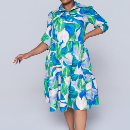 Plus Size Printed Tiered Tunic