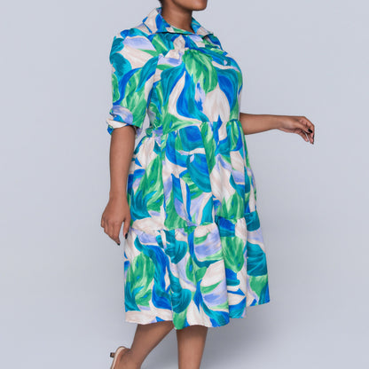 Plus Size Printed Tiered Tunic