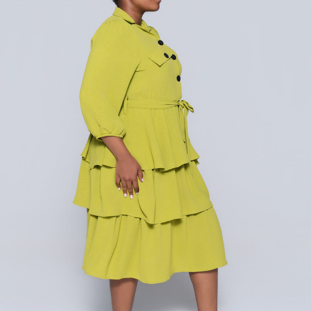 Plus Size Tie-Belt Tiered Tunic