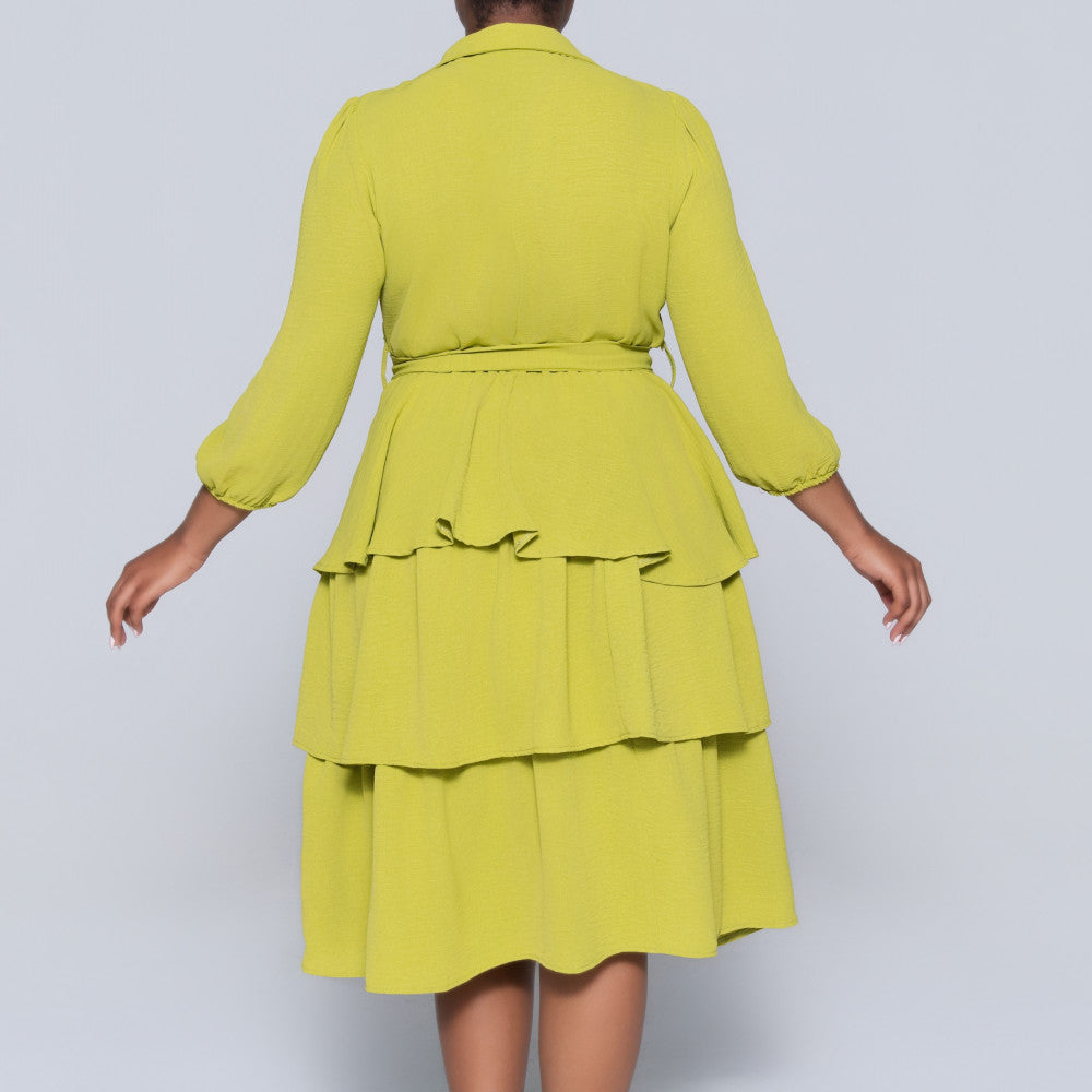 Plus Size Tie-Belt Tiered Tunic
