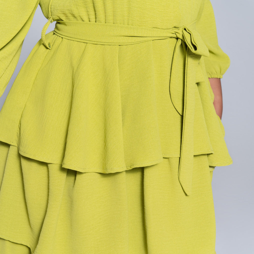 Plus Size Tie-Belt Tiered Tunic