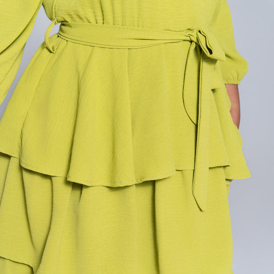 Plus Size Tie-Belt Tiered Tunic