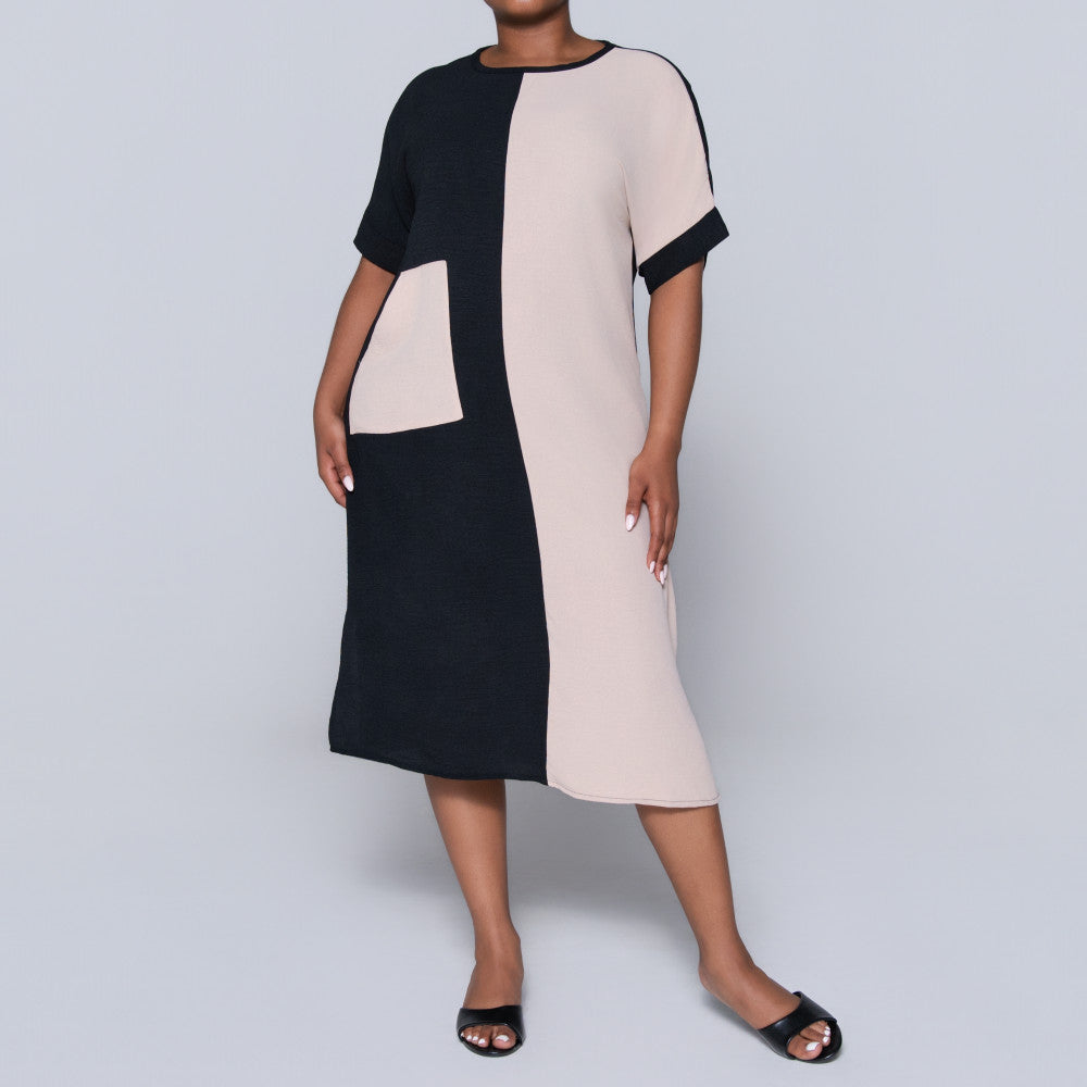 Plus Size Short Sleeve Colour Block Tunic