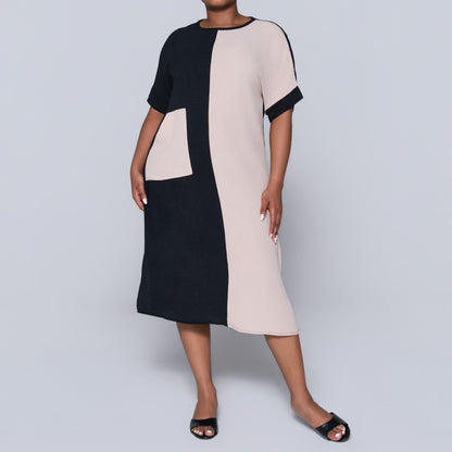 Plus Size Short Sleeve Colour Block Tunic