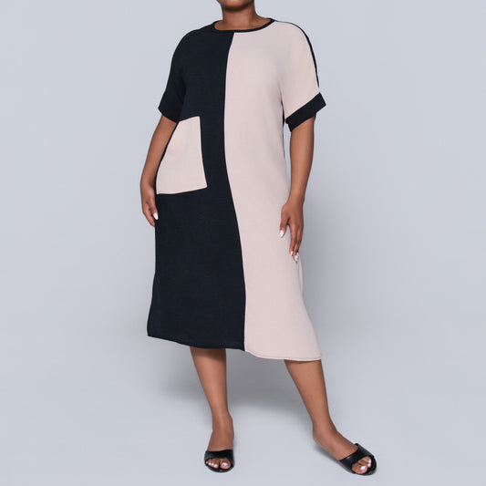 Plus Size Short Sleeve Colour Block Tunic