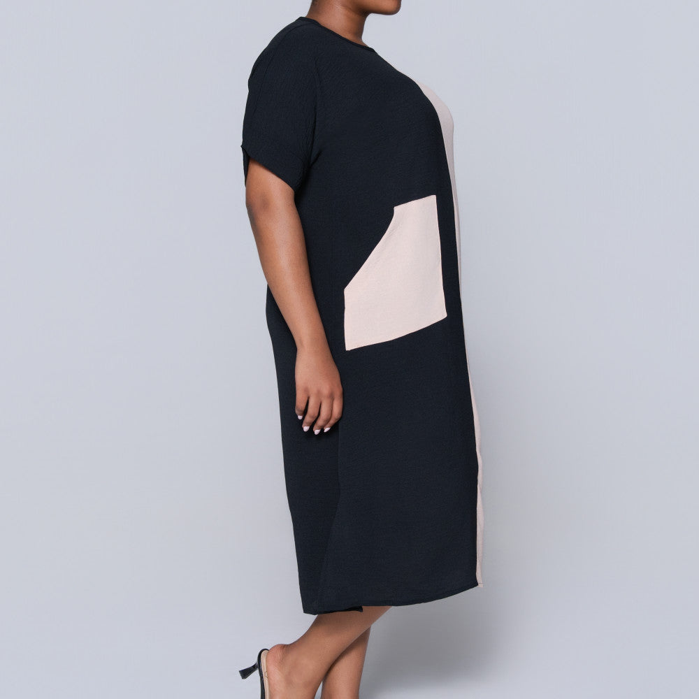 Plus Size Short Sleeve Colour Block Tunic