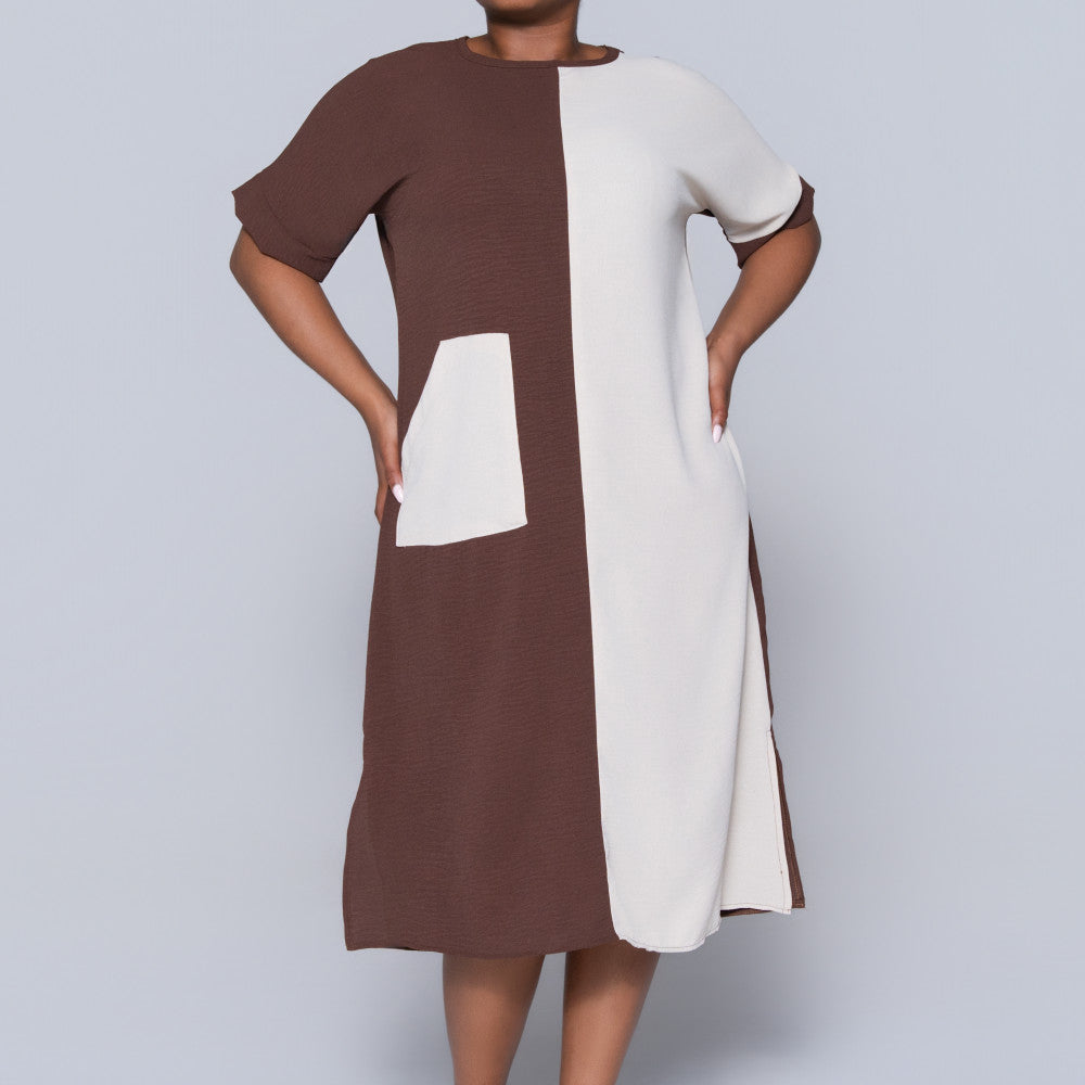 Plus Size Short Sleeve Colour Block Tunic