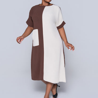 Plus Size Short Sleeve Colour Block Tunic