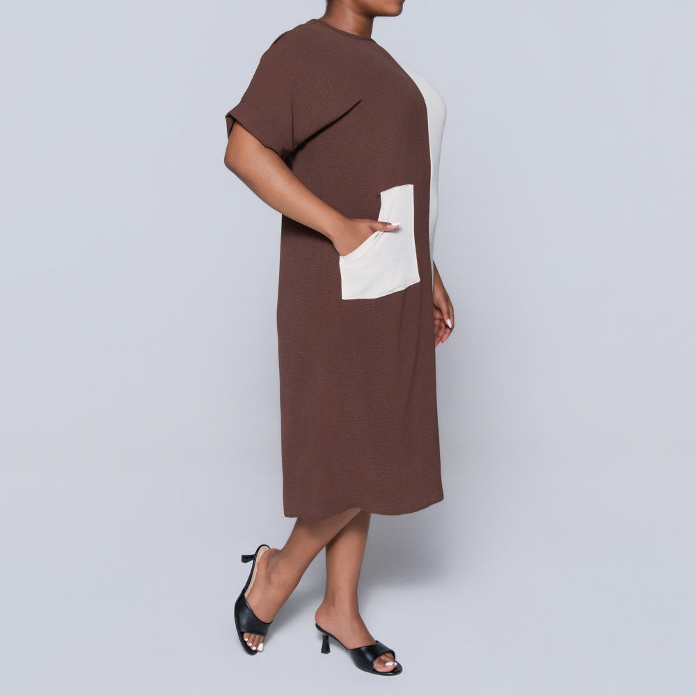 Plus Size Short Sleeve Colour Block Tunic