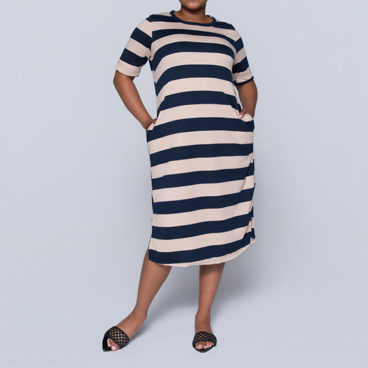 Plus Size Printed Pocket Edit Striped Tunic