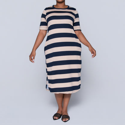 Plus Size Printed Pocket Edit Striped Tunic