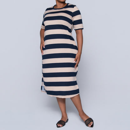 Plus Size Printed Pocket Edit Striped Tunic
