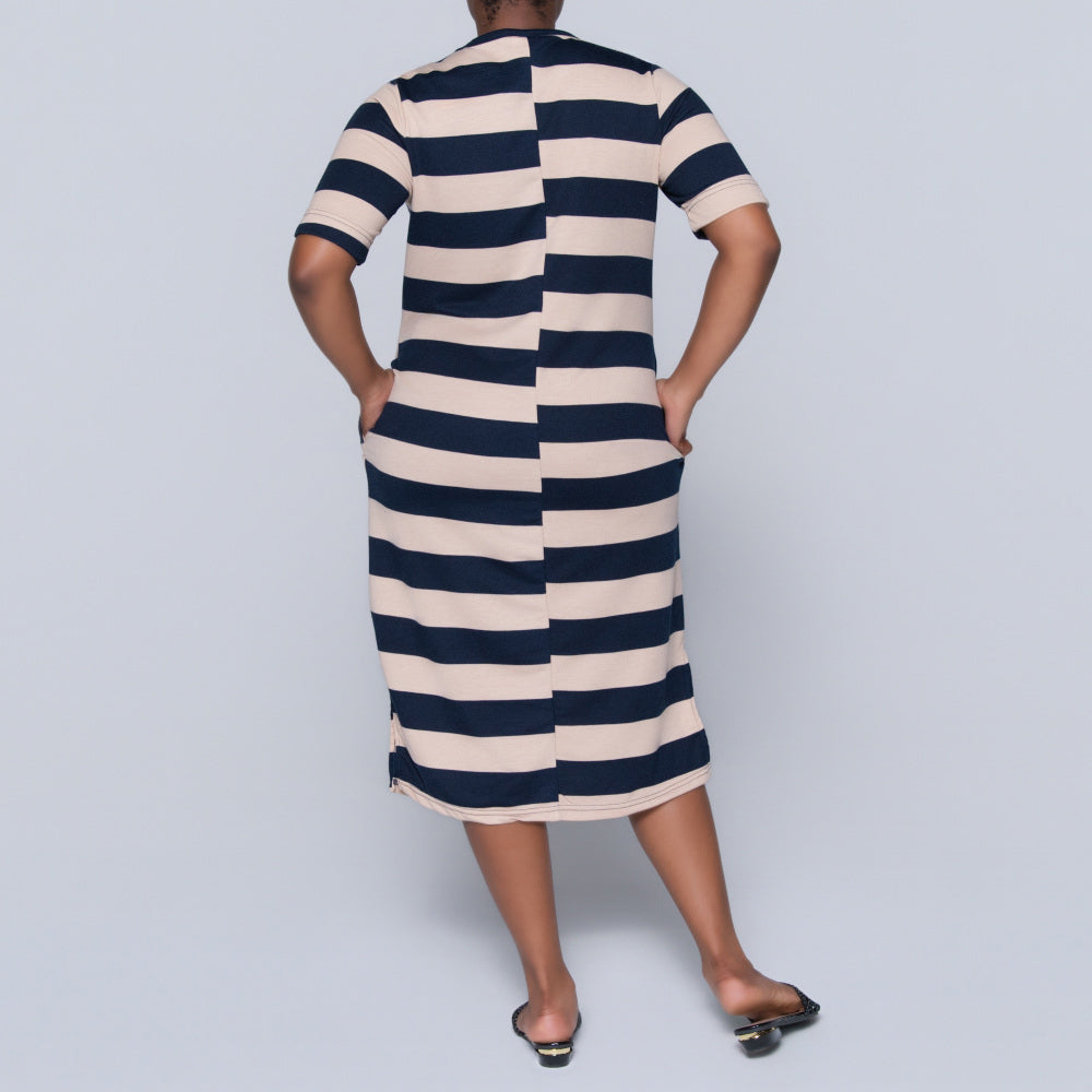 Plus Size Printed Pocket Edit Striped Tunic