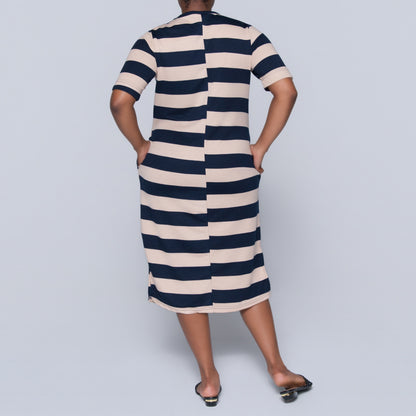 Plus Size Printed Pocket Edit Striped Tunic