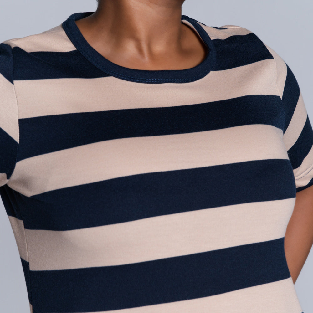 Plus Size Printed Pocket Edit Striped Tunic
