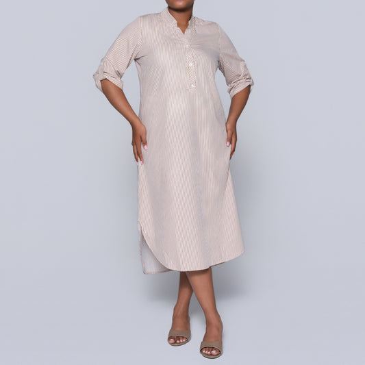 Mocca Plus Size Cotton Striped Tunic