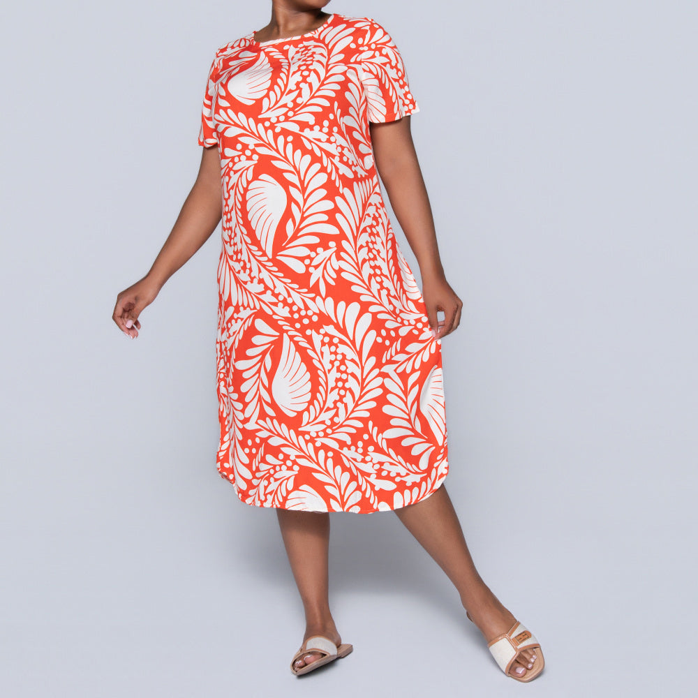 Plus Size Printed And Plain Twin Pack Tunic
