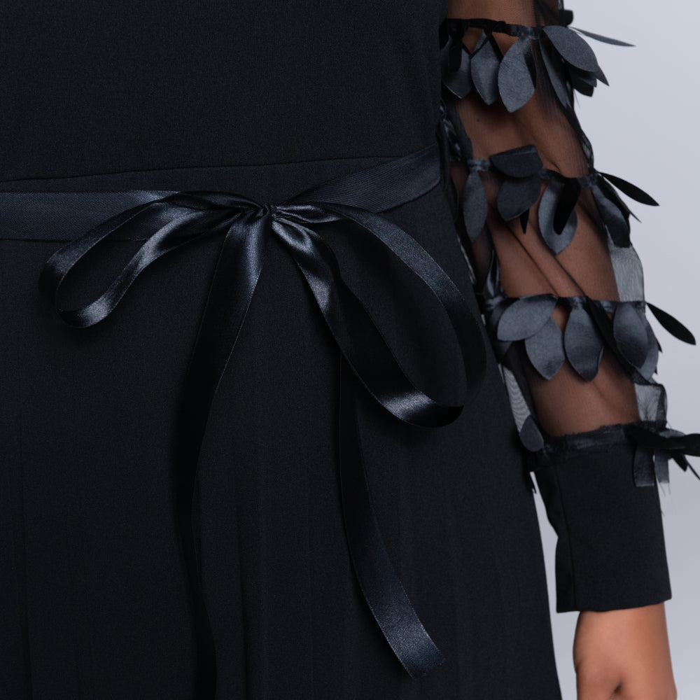 Plus Size Black Pleated Dress