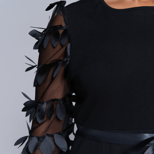 Plus Size Black Pleated Dress