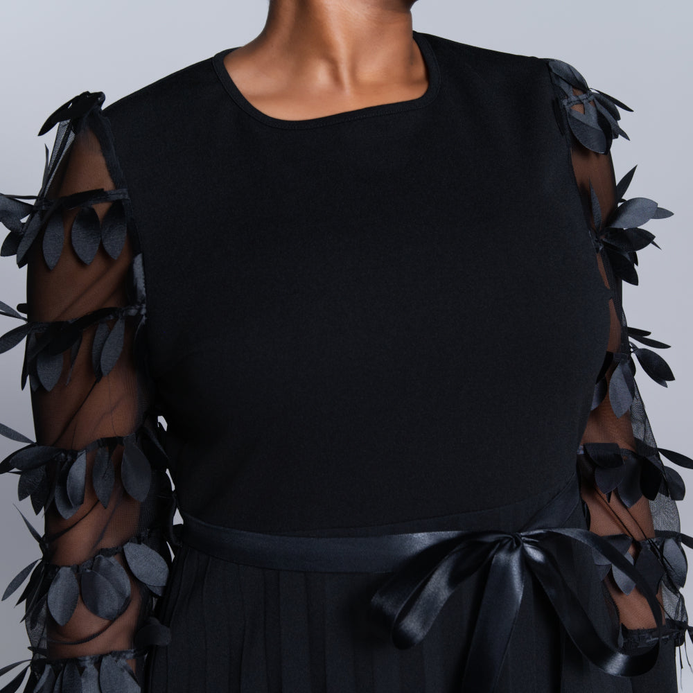 Plus Size Black Pleated Dress