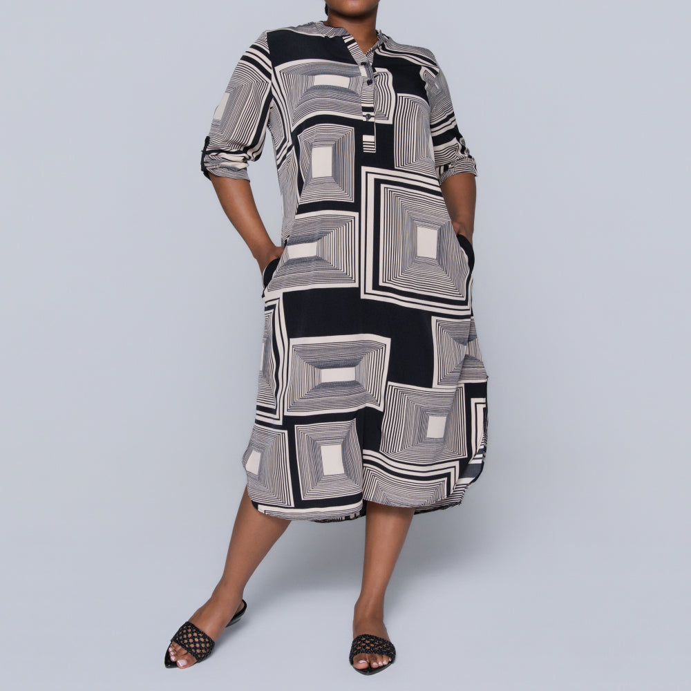 Plus Size Blk/Stone Printed Tunic