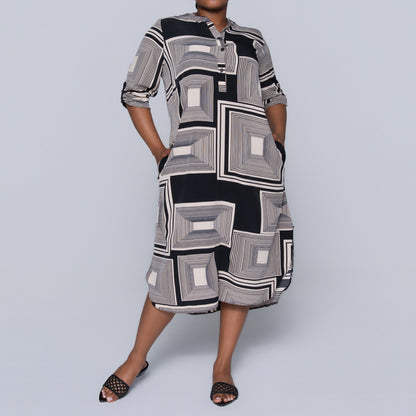 Plus Size Blk/Stone Printed Tunic