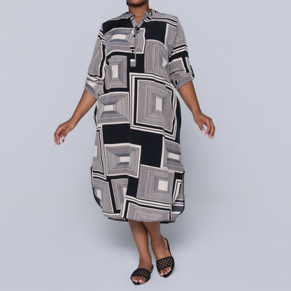 Plus Size Blk/Stone Printed Tunic