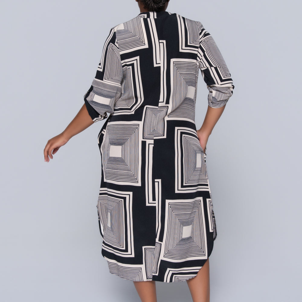 Plus Size Blk/Stone Printed Tunic