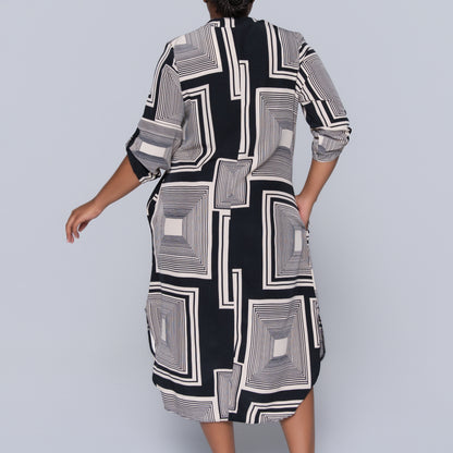 Plus Size Blk/Stone Printed Tunic