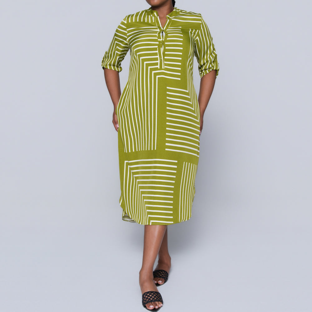 Plus Size Green Printed Tunic