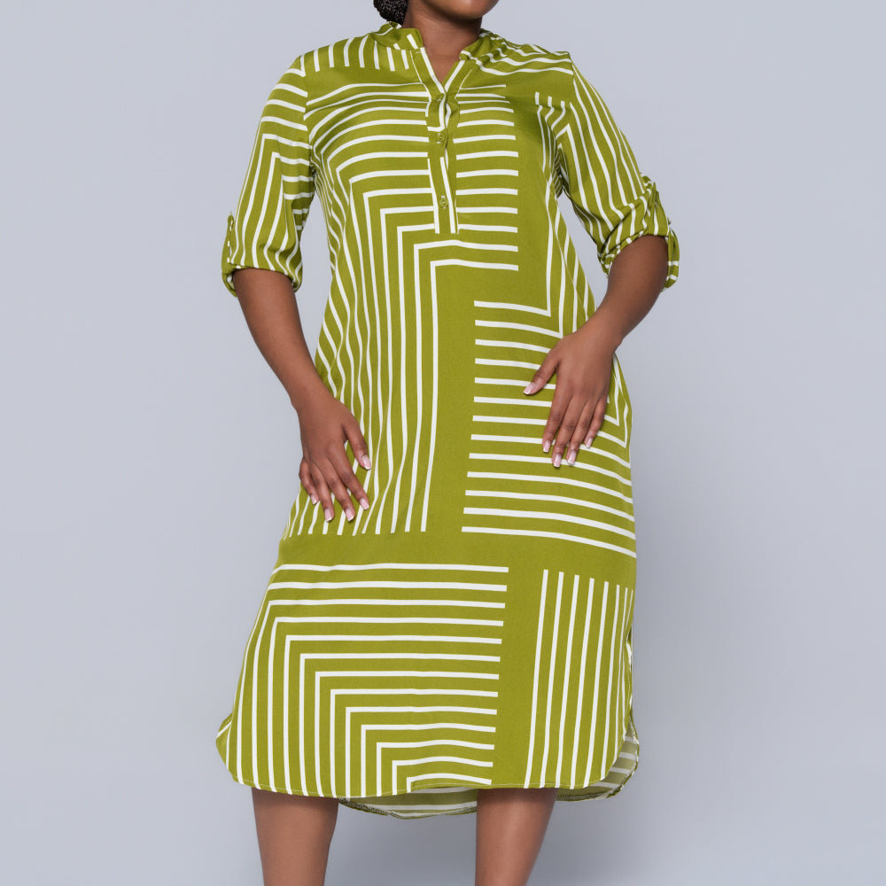 Plus Size Green Printed Tunic