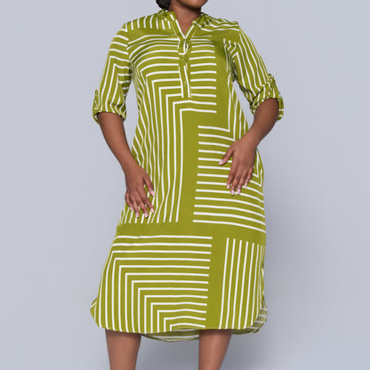 Plus Size Green Printed Tunic