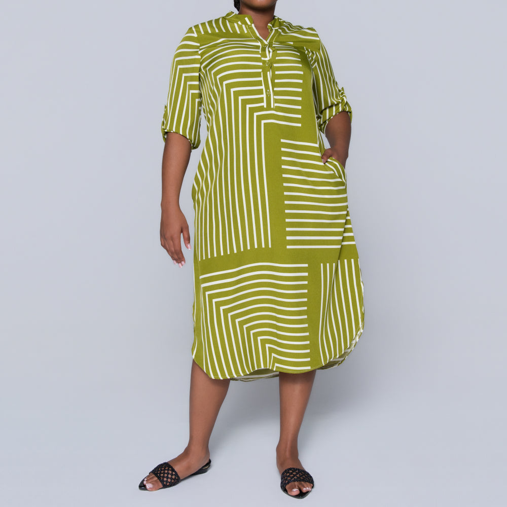 Plus Size Green Printed Tunic